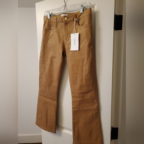 Frame Denim Pants - Frame Le Crop Mini Boot Cut Vicuña Tan Pant Sz 29